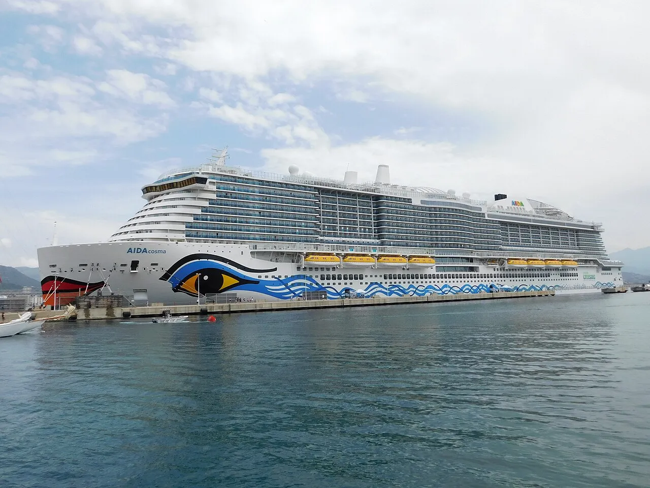 AIDAcosma docked at Ajaccio cruise terminal