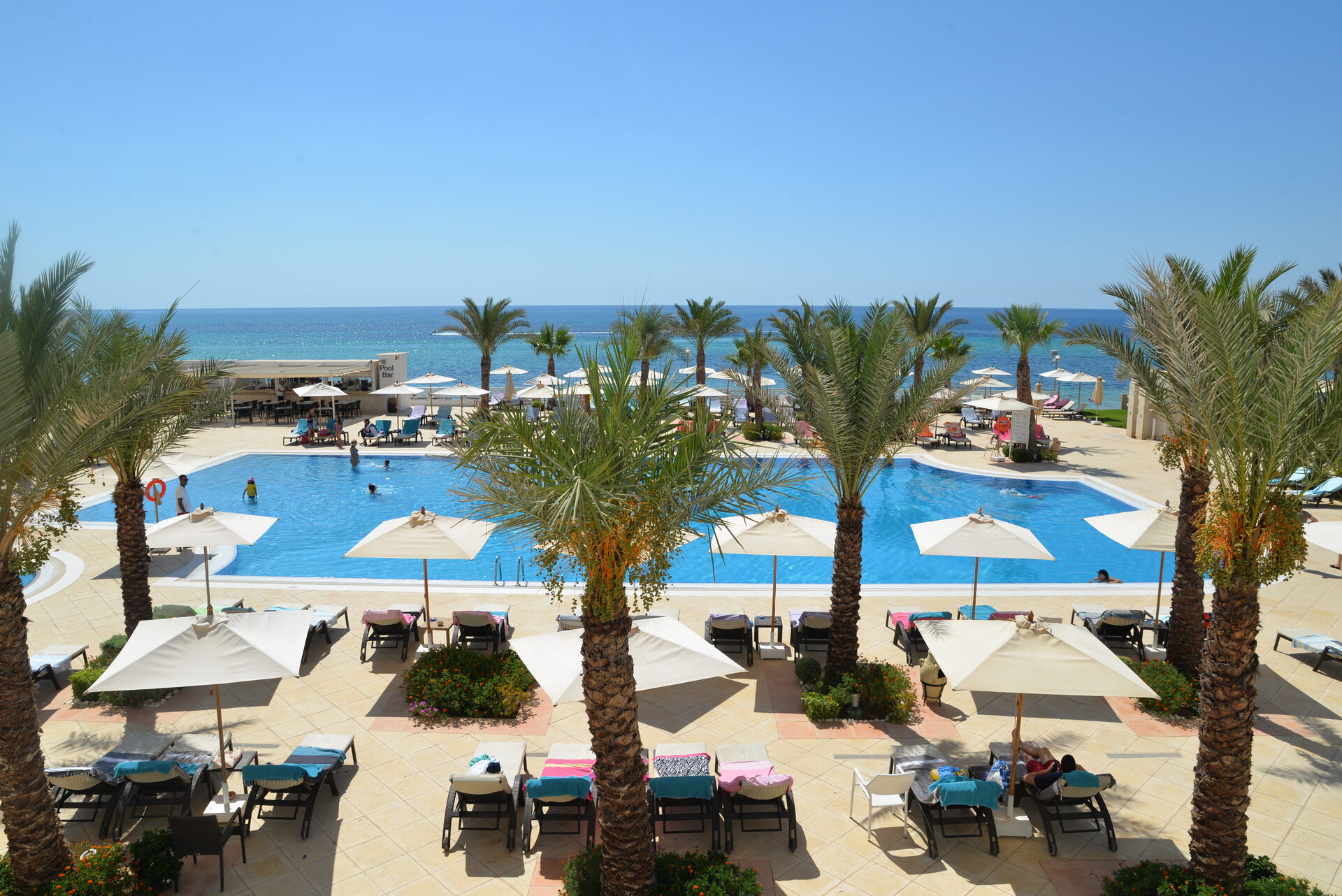 Colorful Dutch colonial buildings lining the main street in downtown Oranjestad