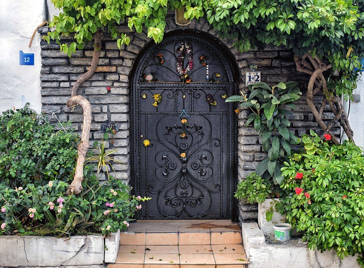 Whitewashed houses cascading down hillside in Bodrum Turkey