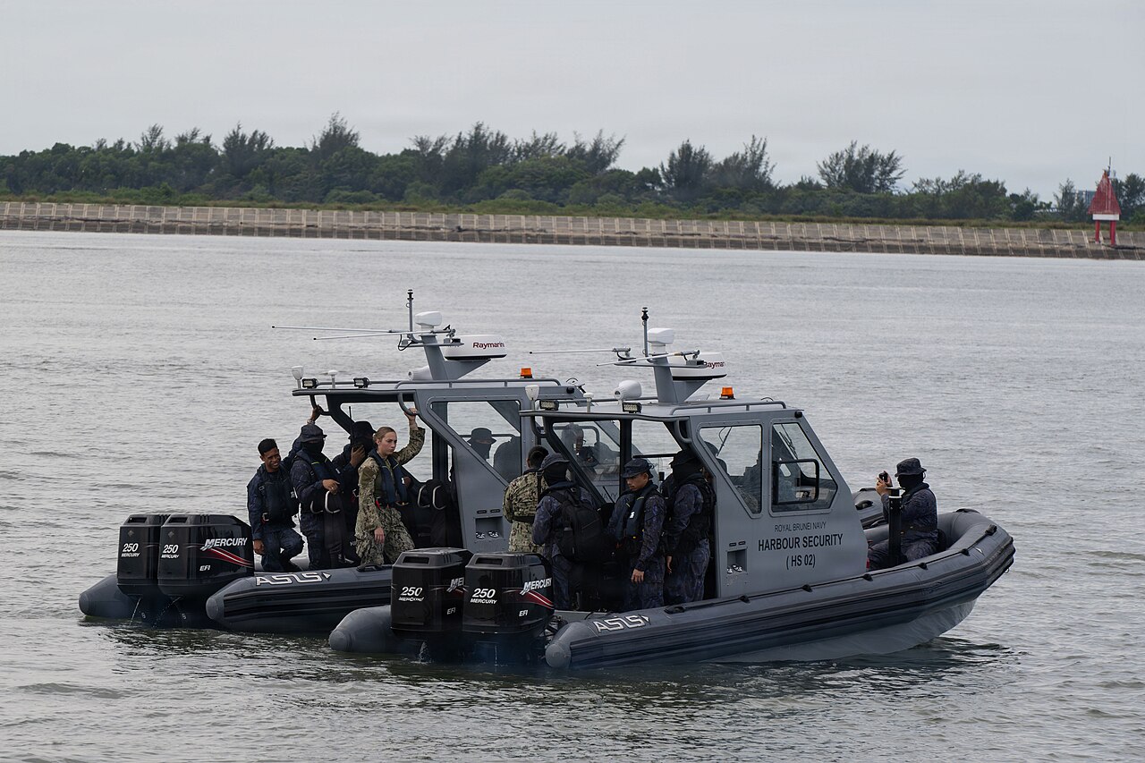 Royal Brunei Navy harbour security patrol boats on the water