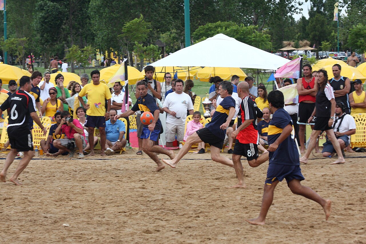 Beach football match in Buenos Aires