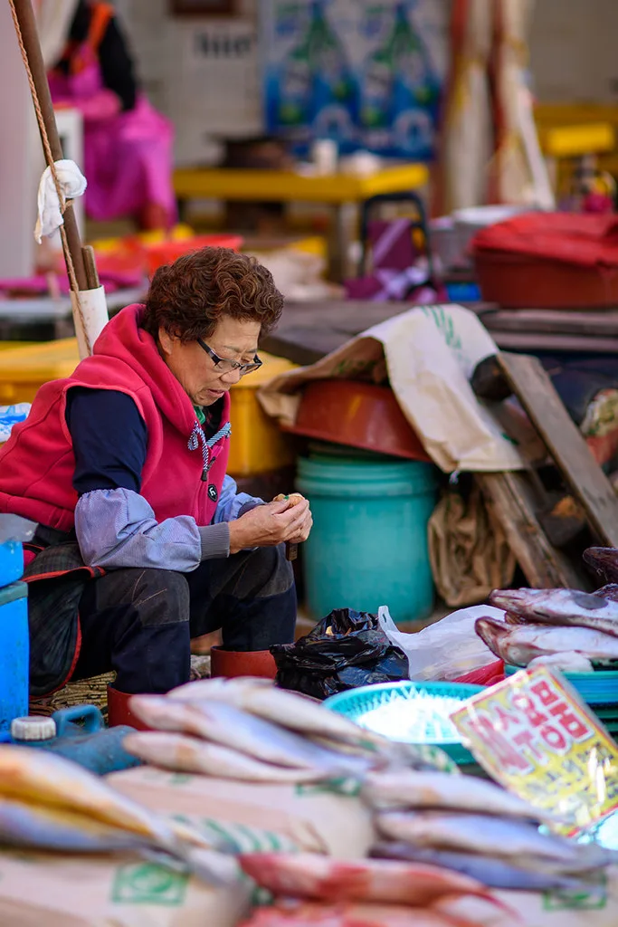 Neon-lit street food stalls at BIFF Square in Nampo-dong Busan