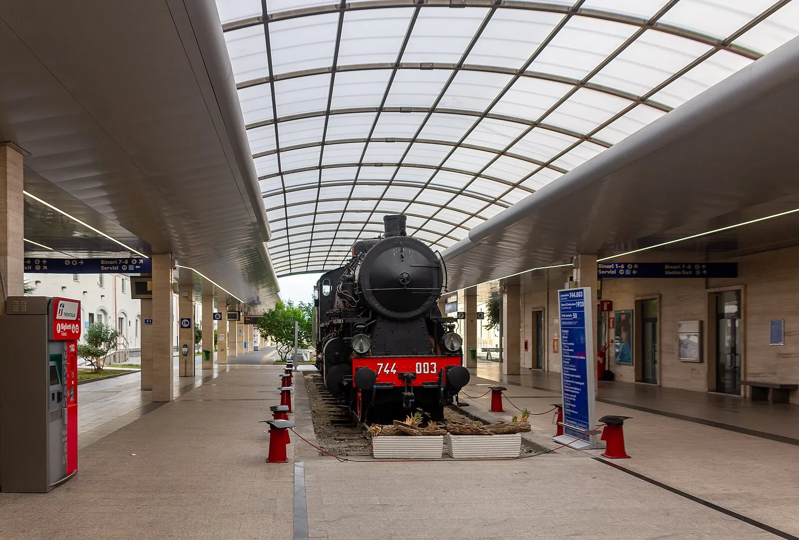 Steam locomotive 744.003 on display at Cagliari railway station