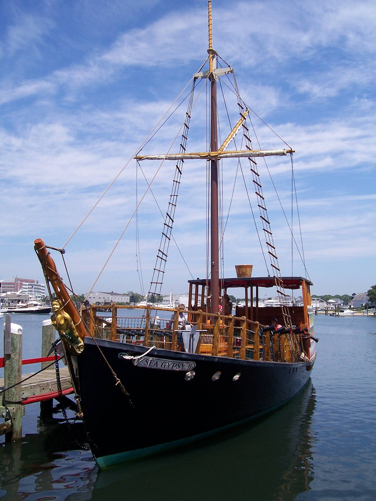 Sea Gypsy II pirate-style boat at marina