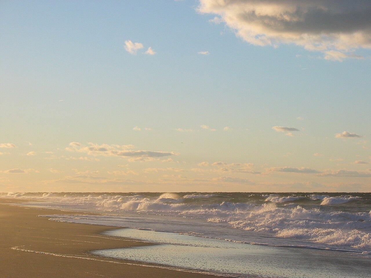 Cape Cod Atlantic beach with surf at golden hour