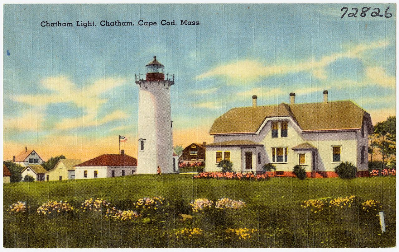 Vintage postcard of Chatham Light lighthouse, Chatham, Cape Cod, Massachusetts