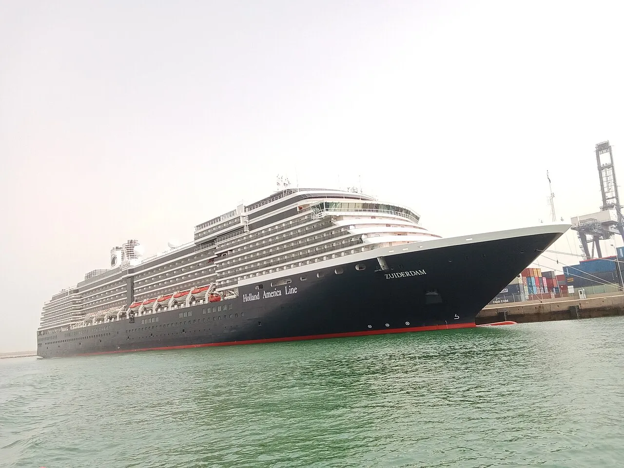 Holland America Line Zuiderdam cruise ship docked at Casablanca port