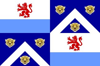 Historical flag of Durban city from the 1980-1996 era displaying municipal heraldic symbols
