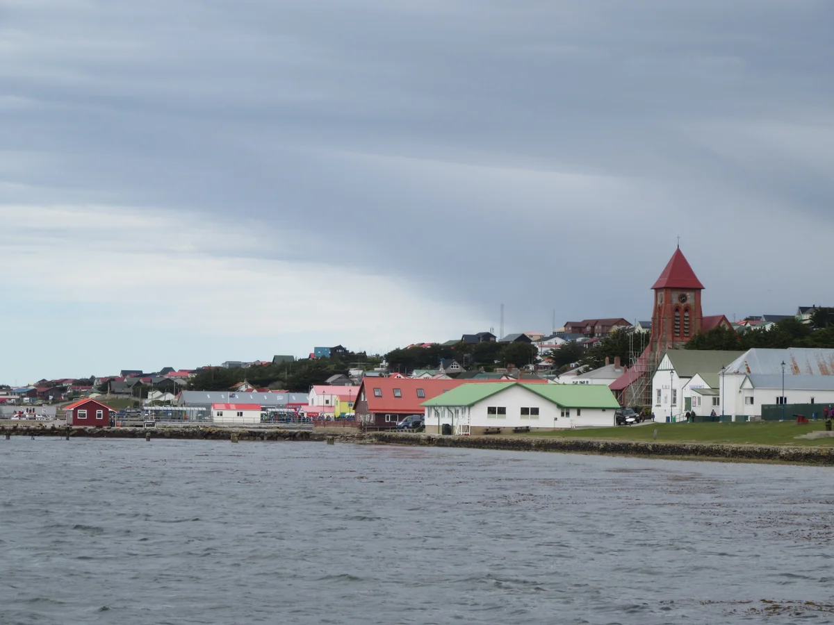 Christ Church Cathedral and harborside in Stanley Falkland Islands