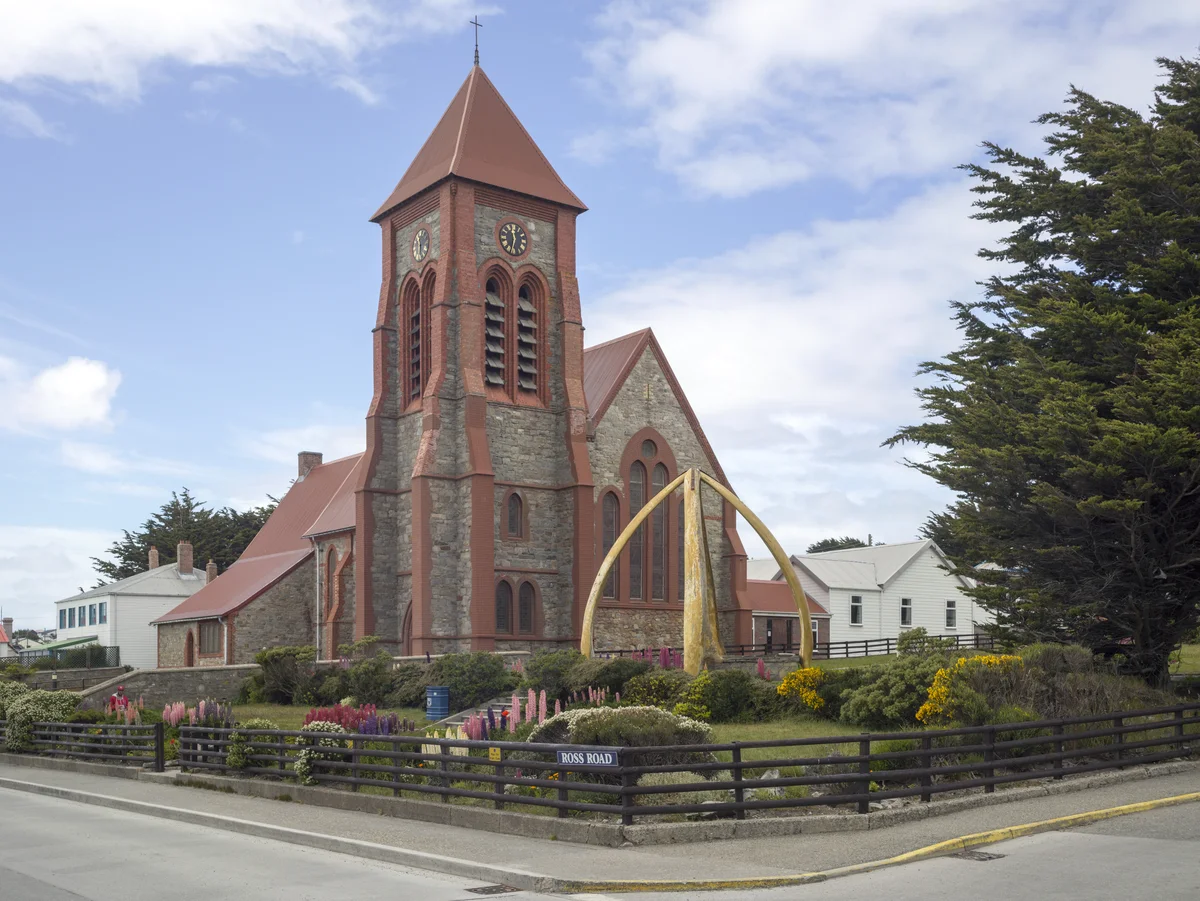 Christ Church Cathedral exterior in Stanley with distinctive architecture