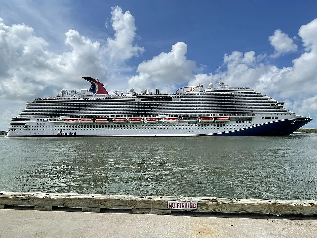 Carnival Breeze cruise ship at dock in Galveston