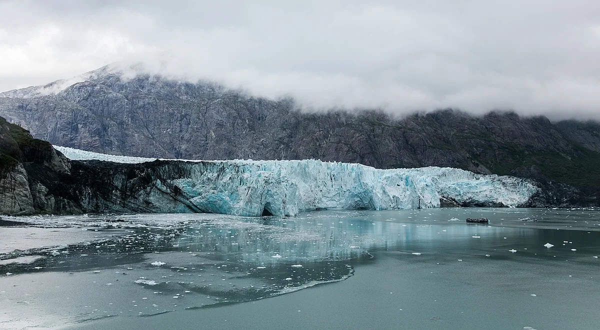 Margerie Glacier in Glacier Bay National Park with cruise ship in foreground