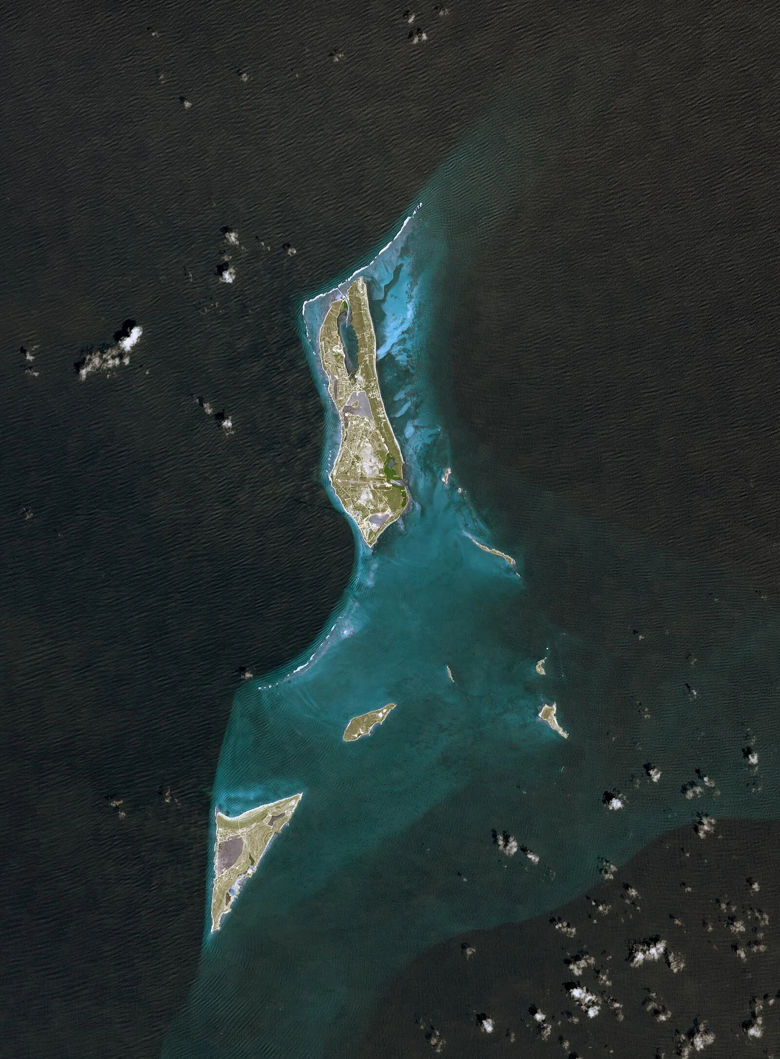 Satellite view of Grand Turk and surrounding Turks and Caicos islands