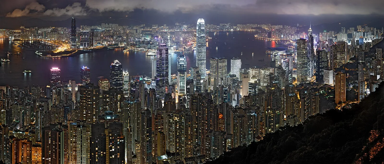 Hong Kong harbour skyline panorama from Kowloon