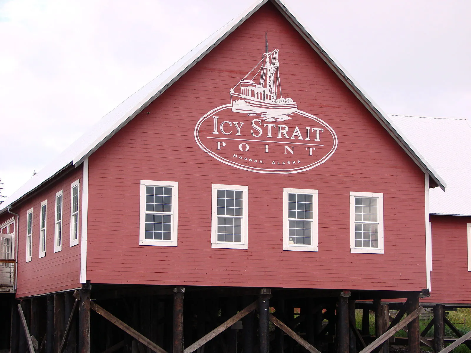 Icy Strait Point waterfront with historic cannery buildings