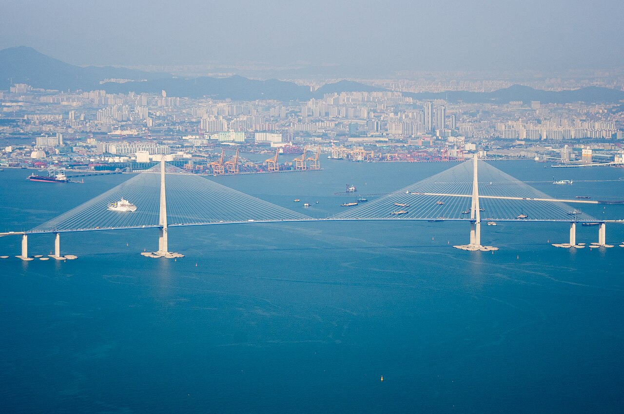 Panoramic view of Incheon's modern skyline and harbor at the gateway to South Korea