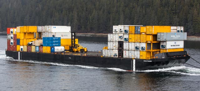 Barge headed to Alaska across open water