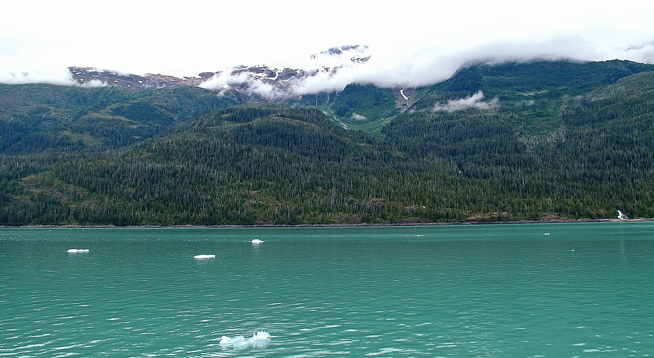 Snow-capped mountains along the Inside Passage route