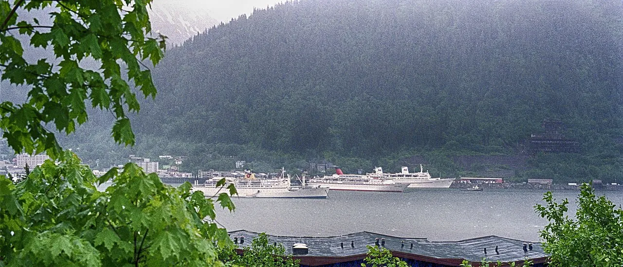 Scenic harbor view of Juneau, Alaska
