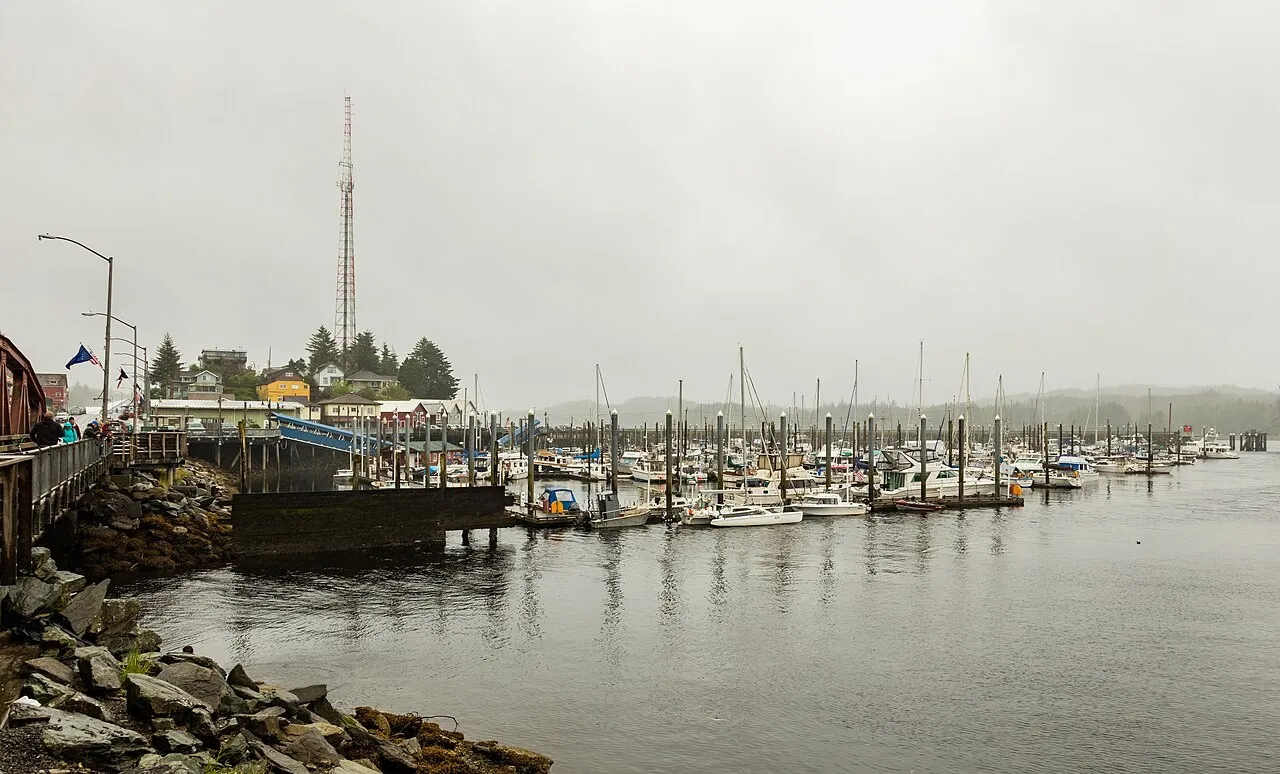 Downtown Ketchikan and mountains view