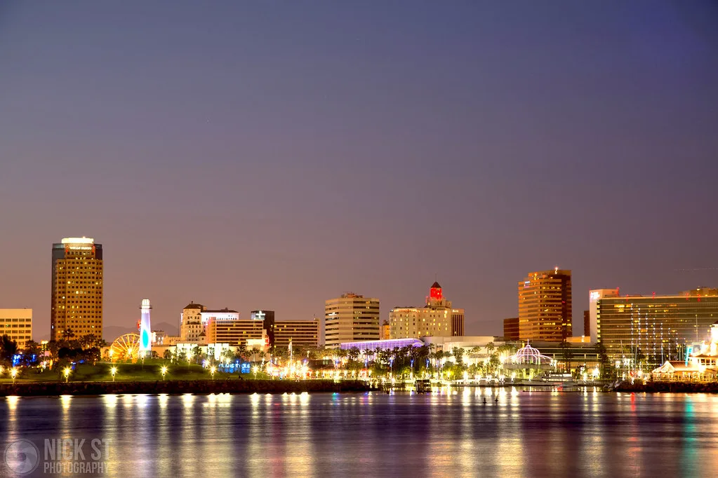 Port of Los Angeles harbor with container cranes and cargo ships