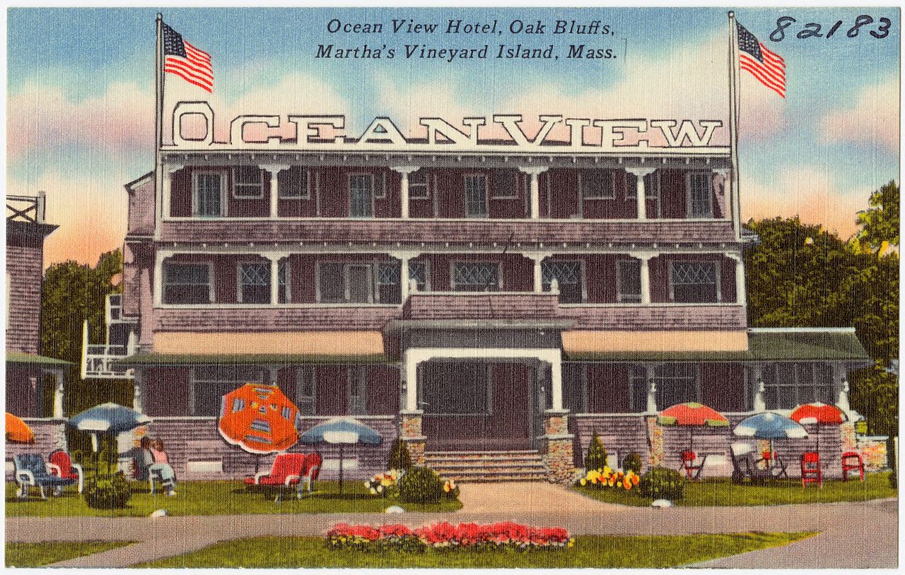 Vintage postcard of the Ocean View Hotel in Oak Bluffs, Martha's Vineyard