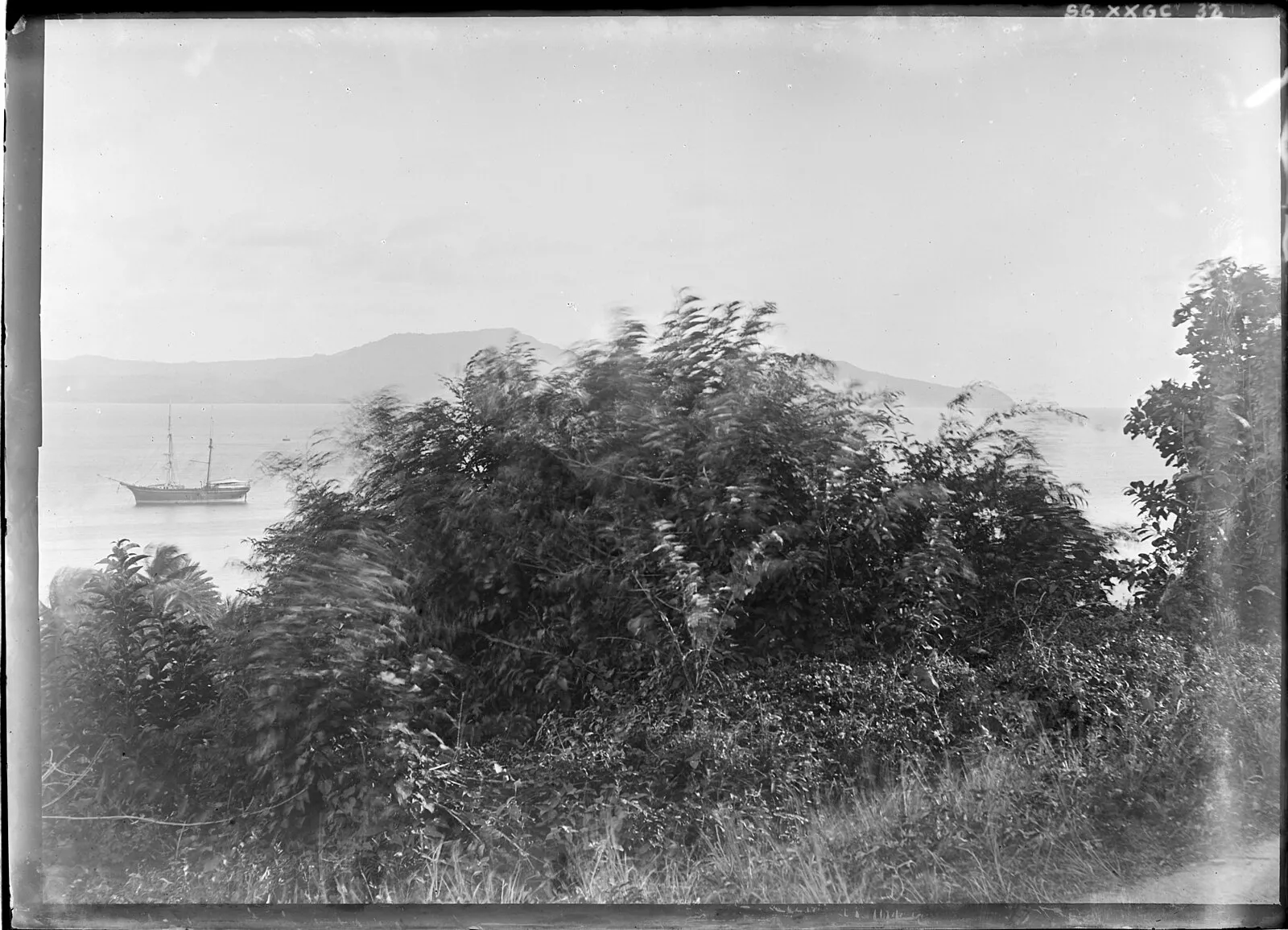 Saint-Pierre ruins with Mount Pelée in the background