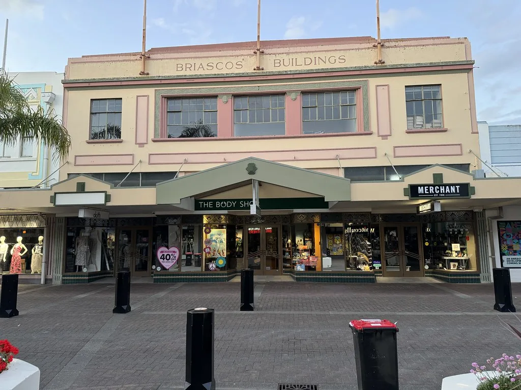 Napier Port harbour with cargo ships and Hawke's Bay coastline