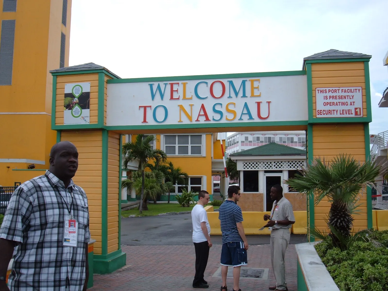 Welcome to Nassau gateway arch at Prince George Wharf cruise port