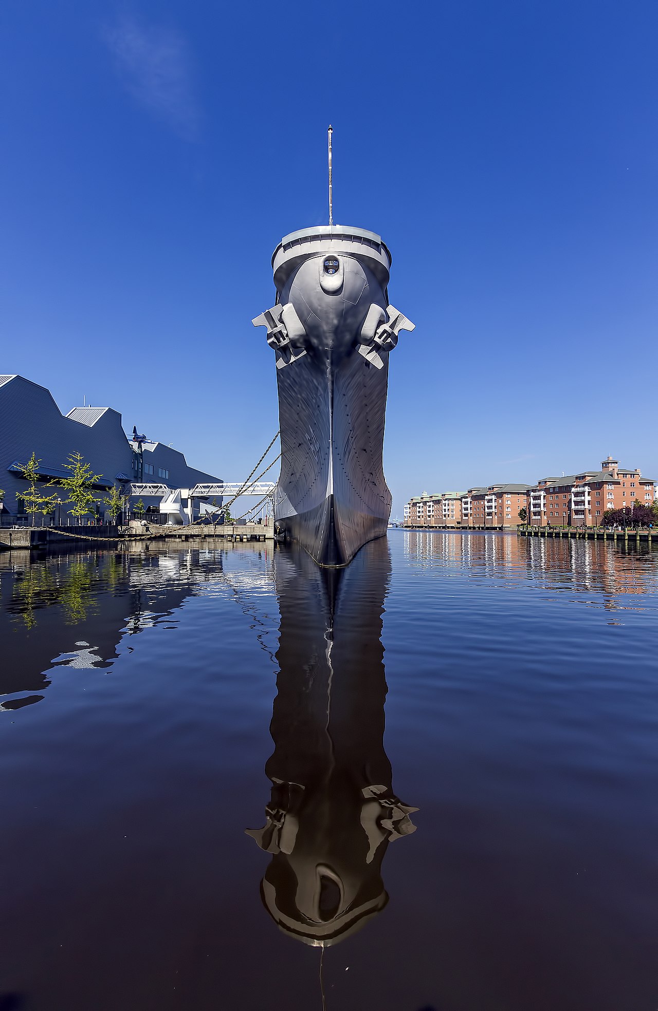 USS Wisconsin battleship docked at Nauticus in Norfolk
