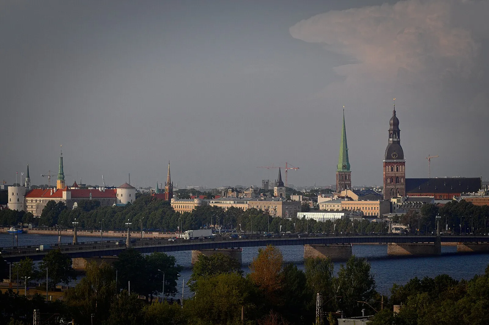 Riga skyline panorama across the Daugava River