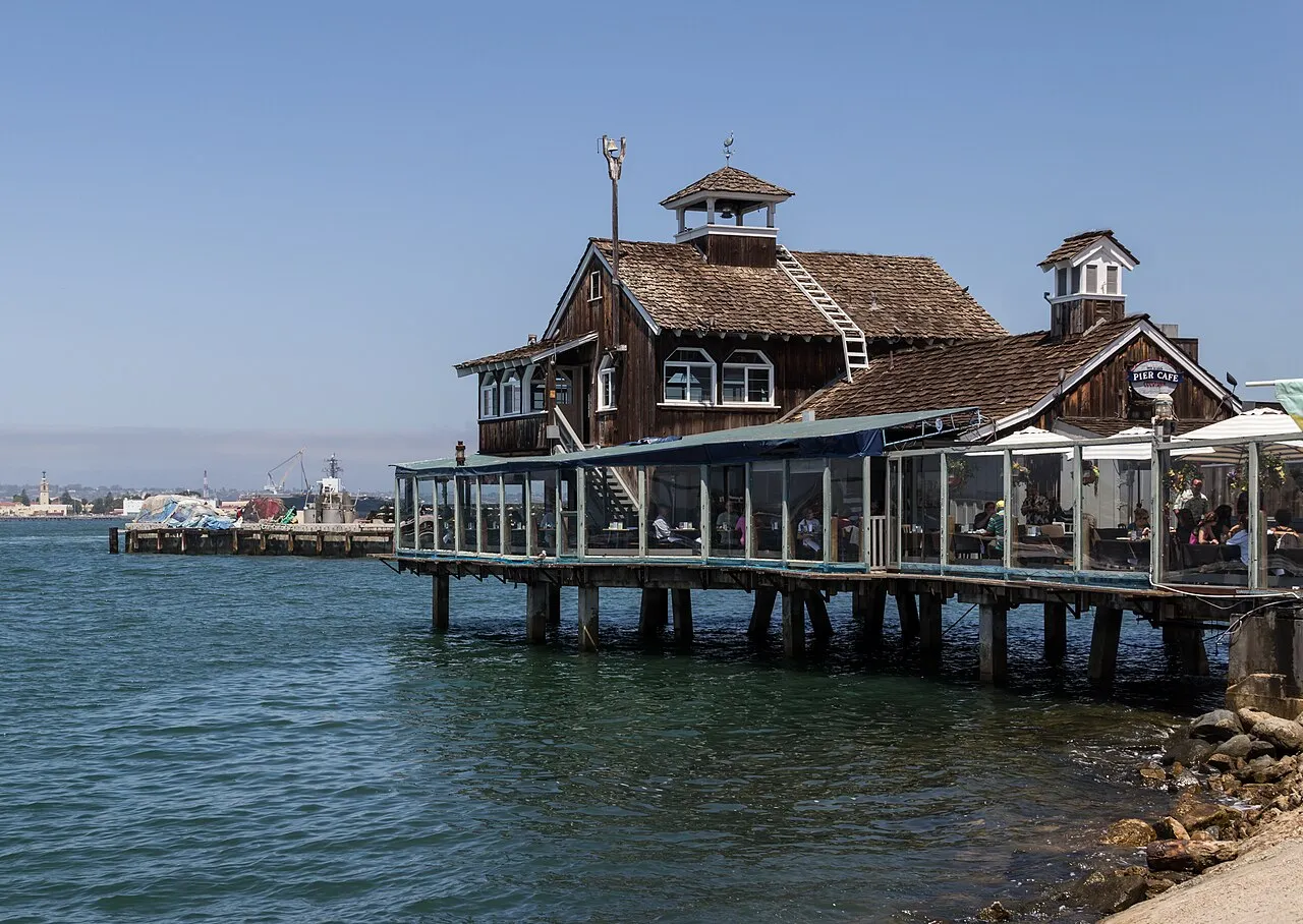 Seaport Village Pier Cafe along San Diego's Embarcadero waterfront