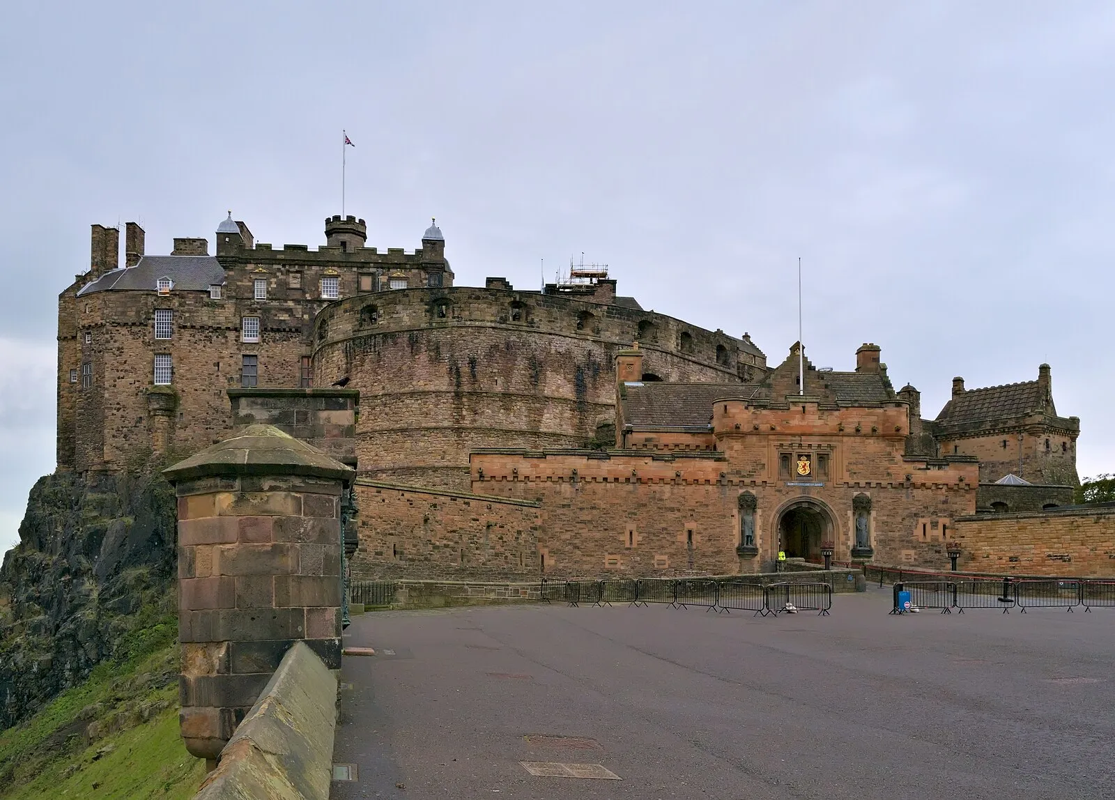 Edinburgh Castle entrance gatehouse with stone walls and entrance archway