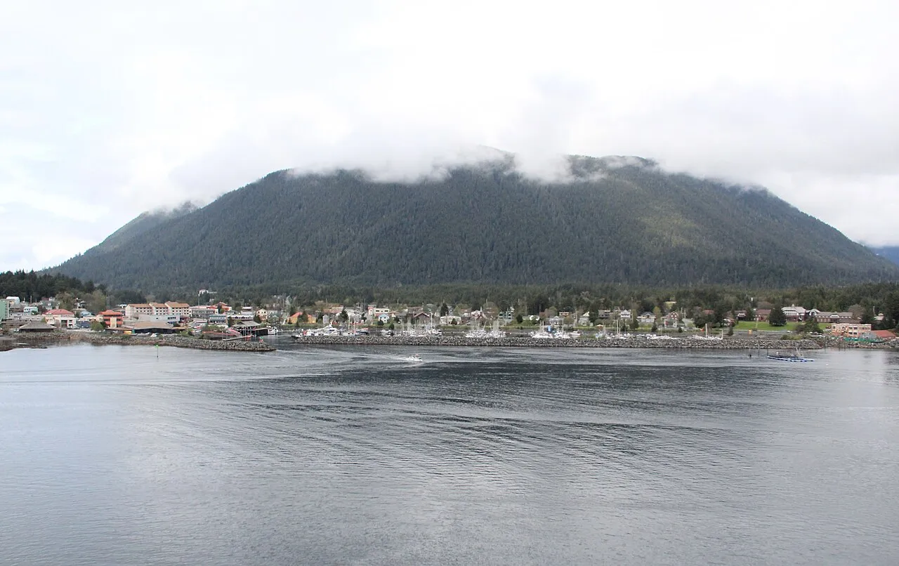 Scenic harbor view of Sitka, Alaska