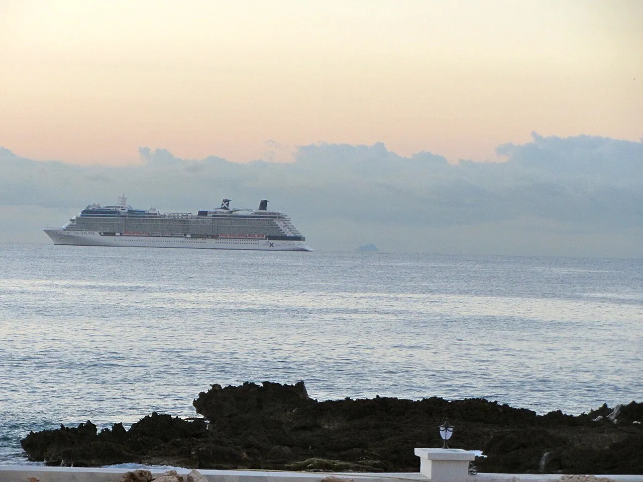 Large cruise ship arriving at the St. Maarten cruise terminal