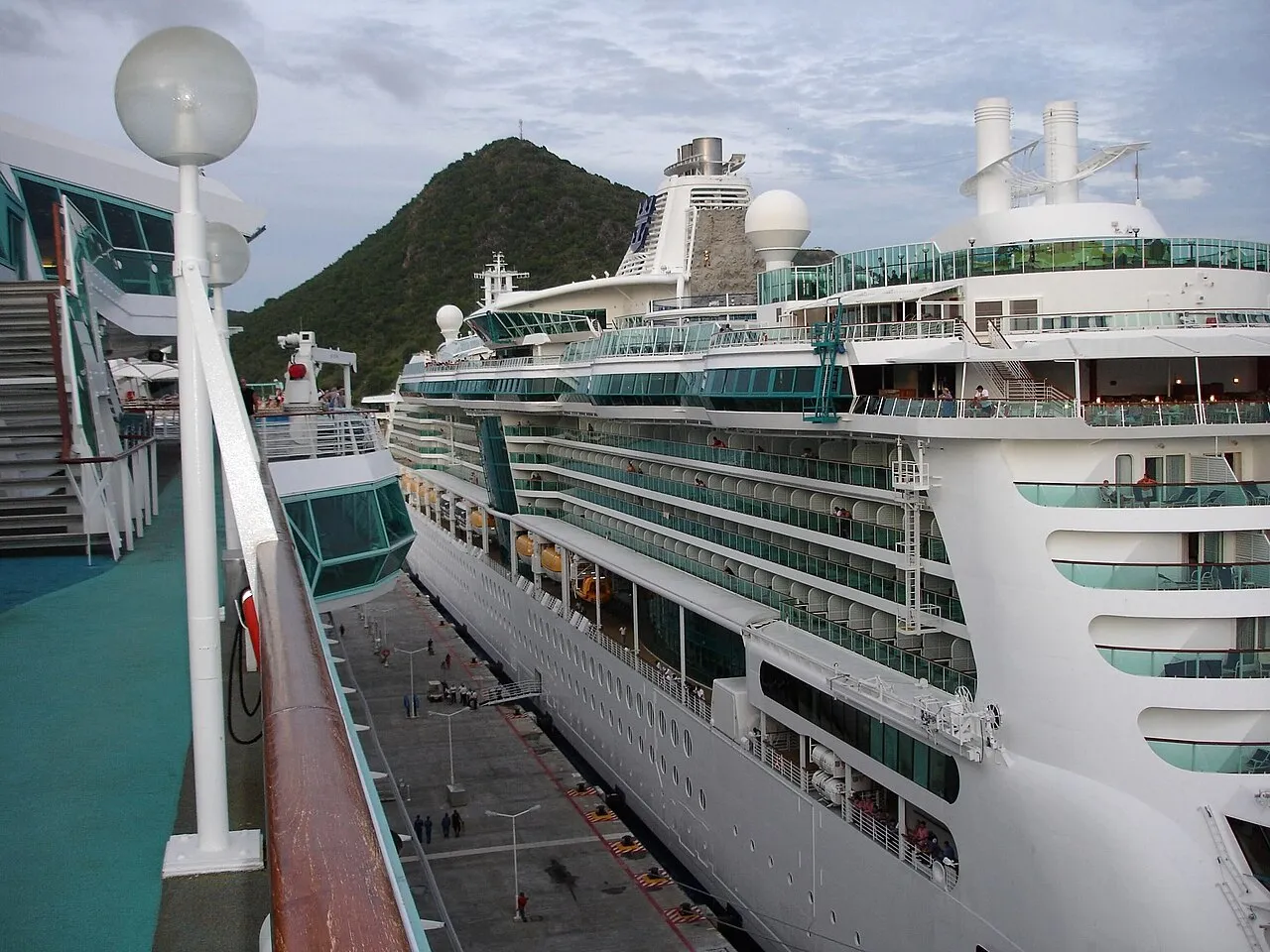 Philipsburg waterfront with Great Bay Beach and colorful buildings