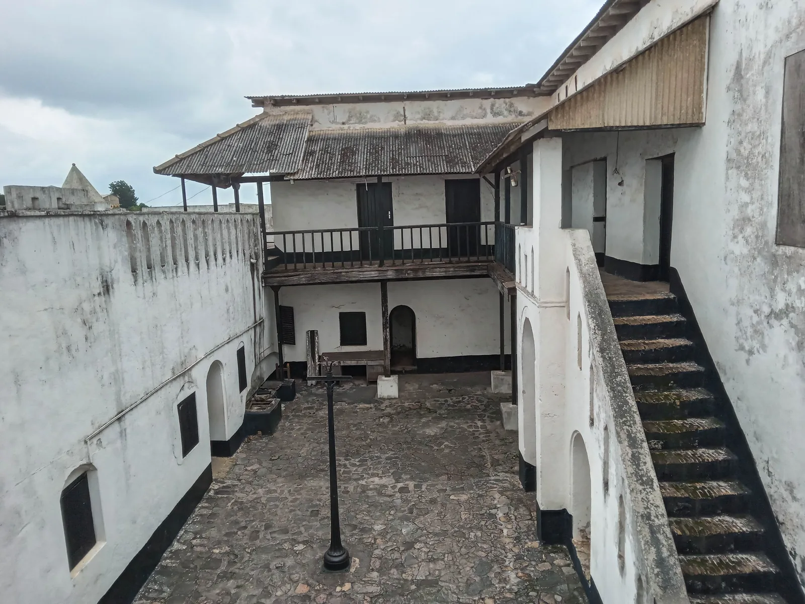 Fort San Sebastian at Shama in Ghana's Western Region, its whitewashed walls and bastions above the shore