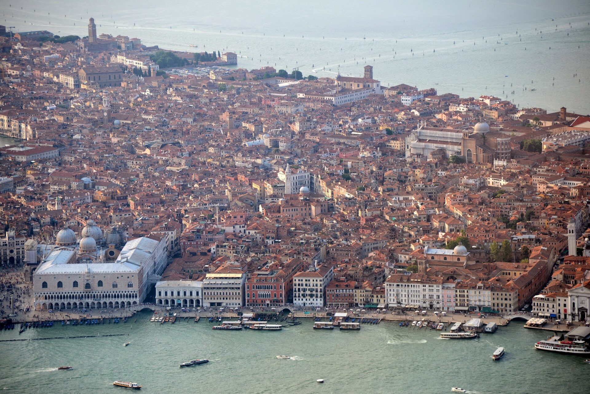 Narrow Venetian canal at twilight